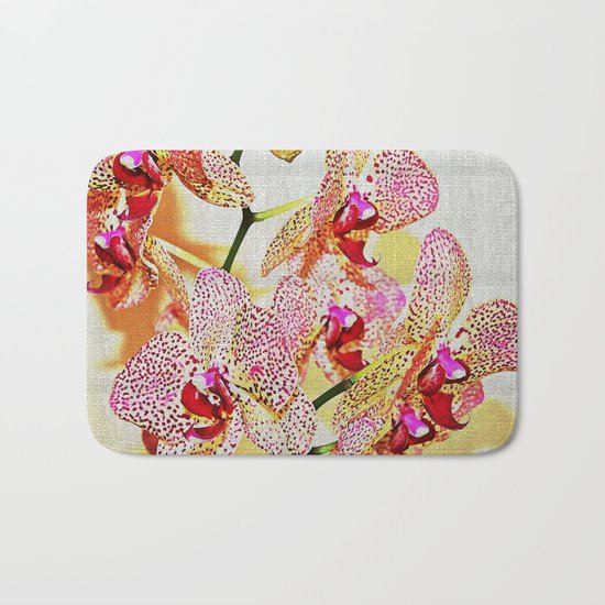 Painted Spotted Orchids Bath Mat