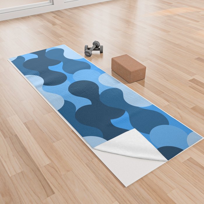 Cool Abstract Shape Art- Blue Yoga Towel
