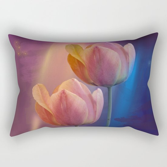 Towards the light, mixed media art with Tulips Rectangular Pillow