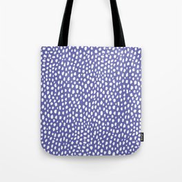 Handmade Polka Dot Paint Brush Pattern (White/Pantone Very Peri) Tote Bag