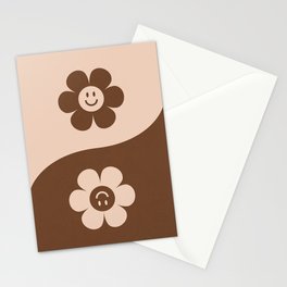 Yin yang retro floral smiley # coffee latte Stationery Card