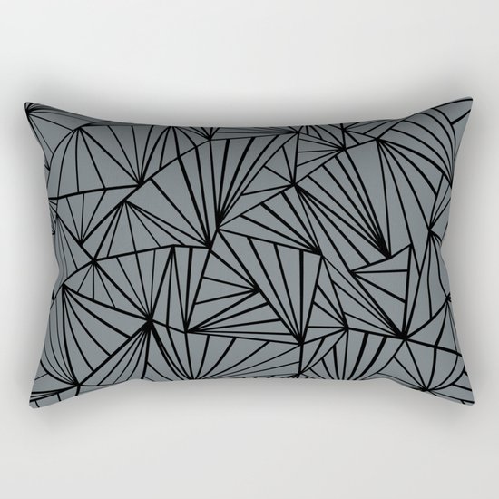 Ab Fan Grey and Black Rectangular Pillow