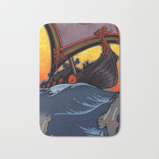 Scandinavia Land of the Vikings - Vintage Travel Bath Mat