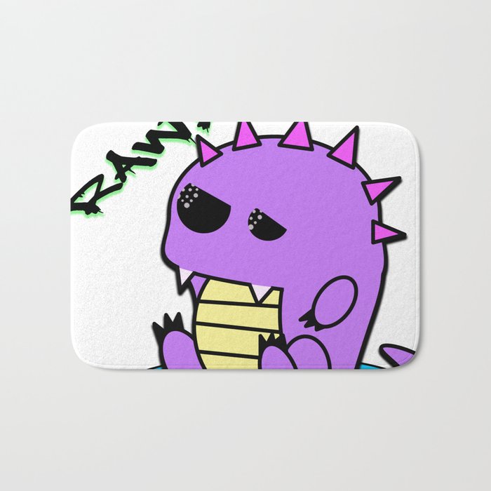 Muki the tired yami kawaii pastel dinosaur Bath Mat