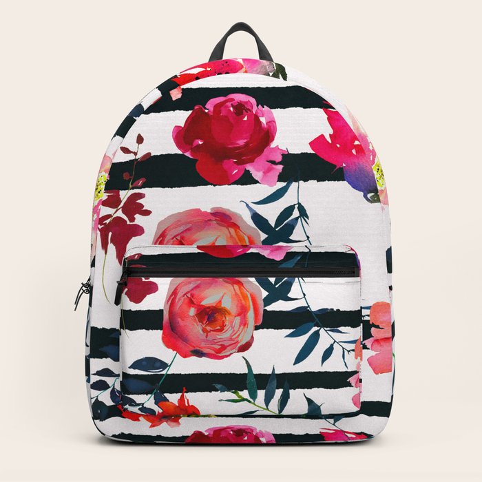 black and white pink backpack