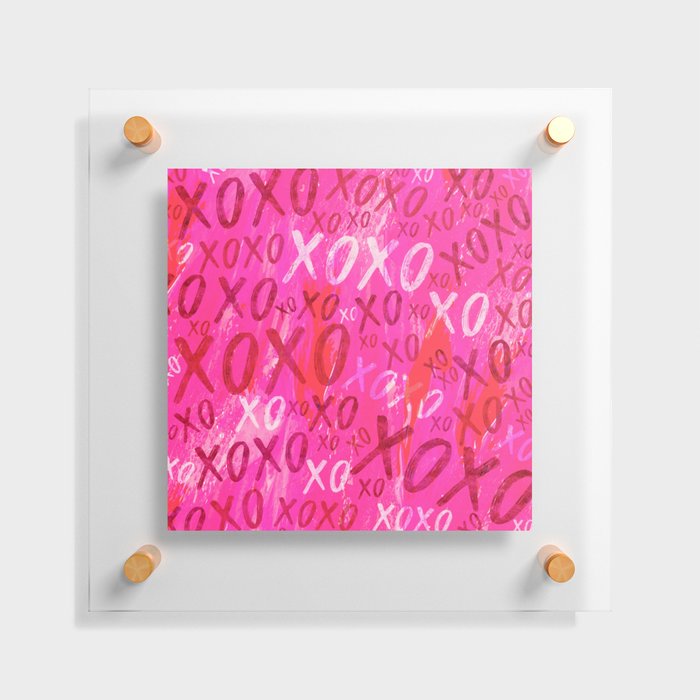 Preppy Room Decor - XOXO Watercolor Collage on Pink Floating Acrylic Print