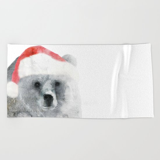Christmas Teddy Bear Beach Towel