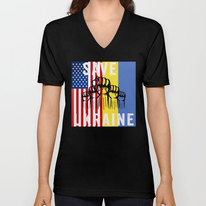 Save Ukraine Stop War V Neck T Shirt