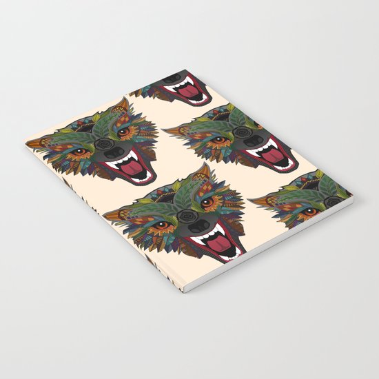 wolf fight flight ecru Notebook