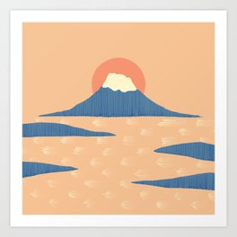 Abstraction pattern 28 Mount Fuji ocean landscape Art Print