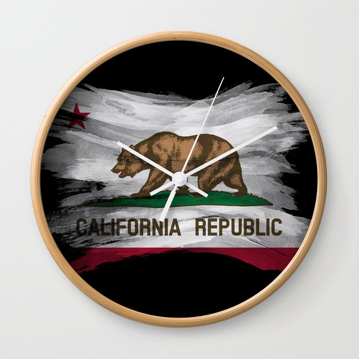 California state flag brush stroke, California flag background Wall Clock