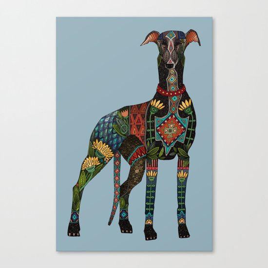 greyhound azure blue Canvas Print