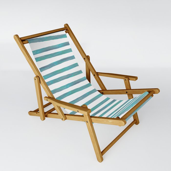 Ocean Green Hand-painted Stripes Sling Chair