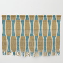 Retro Tiki Pin Stripes 332 Blue Gold and Beige Wall Hanging