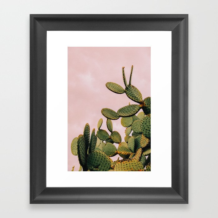Cactus on Pink Sky Framed Art Print