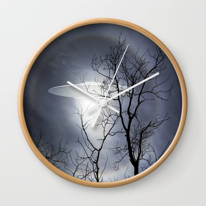 UFO in the Night Forest Wall Clock