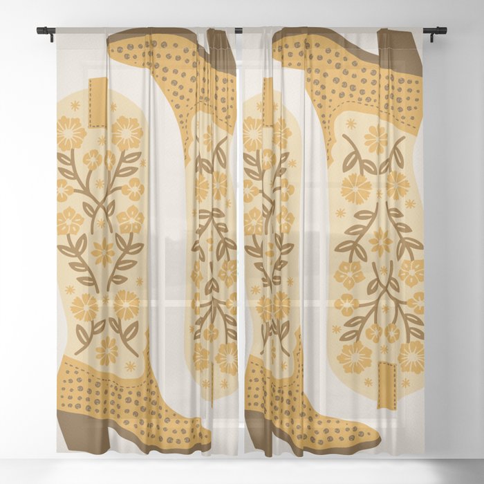 Cowgirl Boots - Yellow Sheer Curtain