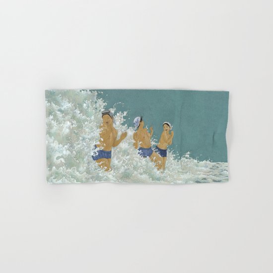 Three Ama Enveloped In A Crashing Wave Hand & Bath Towel