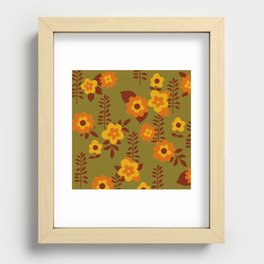 Retro 60S spring orange floral print Recessed Framed Print