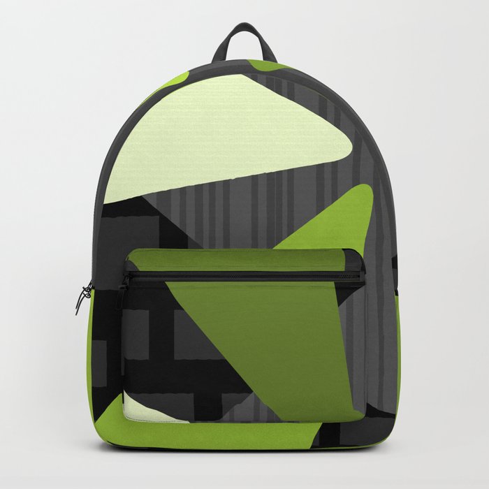 Mid Century Modern ‘Petals’ Art Black Chartreuse Backpack