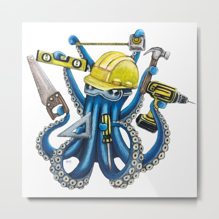 "Octo Builder" - Octopus Contractor Metal Print