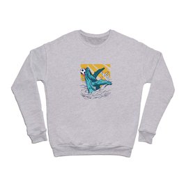 Whale playing football funny soccer whale Crewneck Sweatshirt