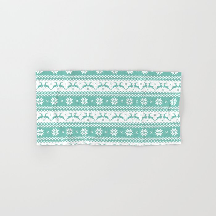Blue Green Christmas Fair Isle Hand Bath Towel By Histrionicole Society6