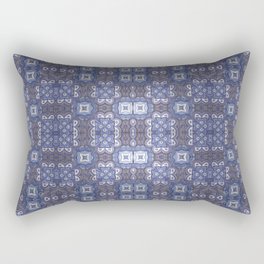 Midnight Periwinkle Symmetrical Geometric Pattern with Highlights Rectangular Pillow