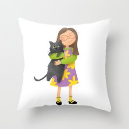 Friendly Cat Throw Pillow