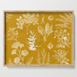 Yellow Mustard Vintage Floral Serving Tray