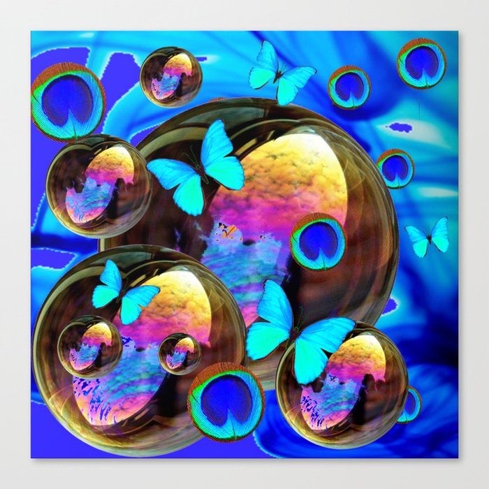 SURREAL NEON BLUE BUTTERFLIES IRIDESCENT SOAP BUBBLES ...