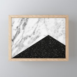 Ebony marble geo Framed Mini Art Print