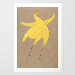 Yellow Chicken by Bill Traylor Art Print
