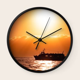 Sunset Cruise Pacific Ocean Lanai Hawaii Wall Clock