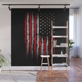 Red & white Grunge American flag Wall Mural