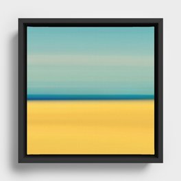 Yellow Sand Blue Sky Abstract Beach Photography Framed Canvas