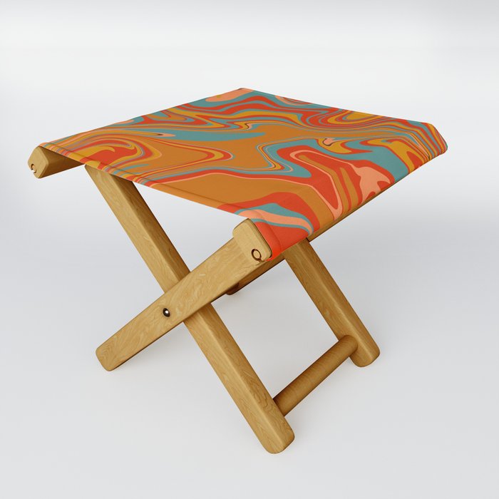 Marble retro 60s swirl liquid 4 Folding Stool