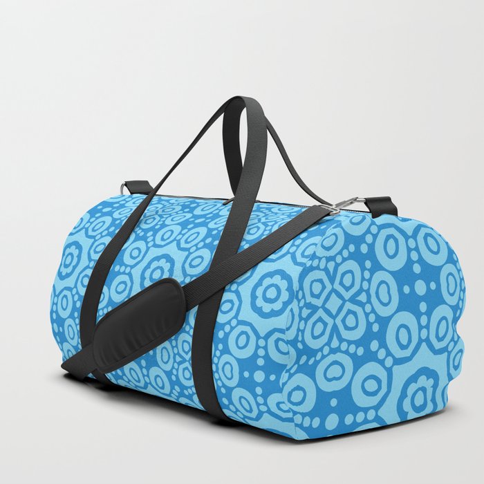 Modern Caribbean Blue Boho Lace Mandala Print Duffle Bag