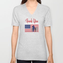 Thank You For Your Service Patriotic Veteran V Neck T Shirt