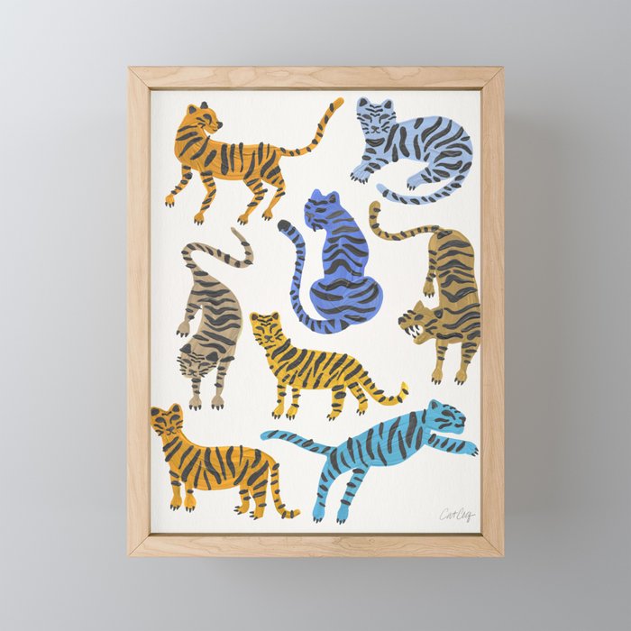 Tiger Collection – Blue & Tan Framed Mini Art Print