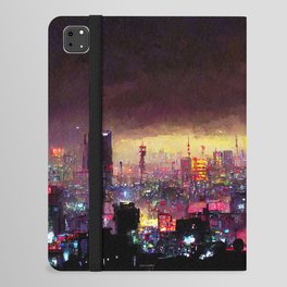 Tokyo Cyberpunk Cityscape at Night iPad Folio Case