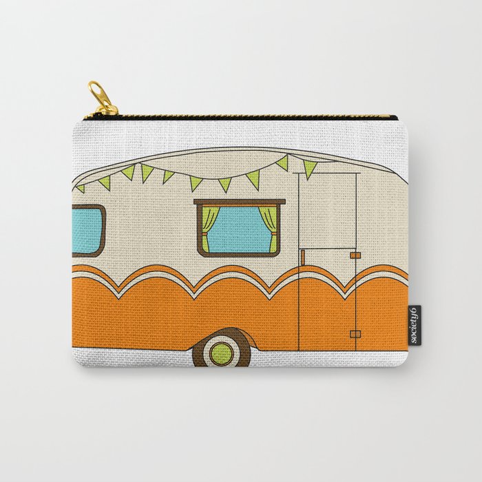 Bright and Cheery Camper Retro Trailer Carry-All Pouch