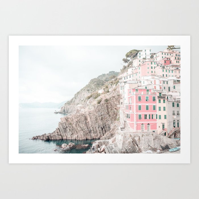 Positano, Italy Pink Travel Photography in hd Art Print