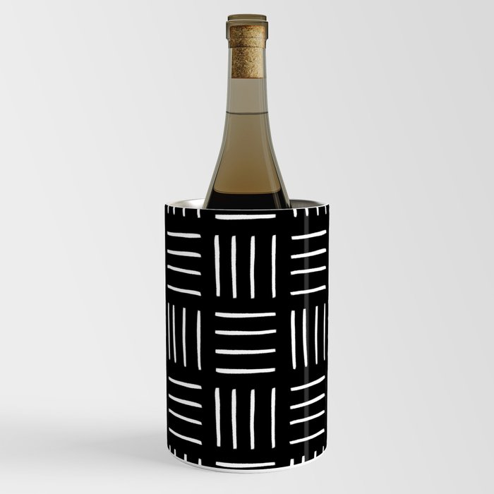Minimalist Weave Grid Pattern (white/black) Wine Chiller