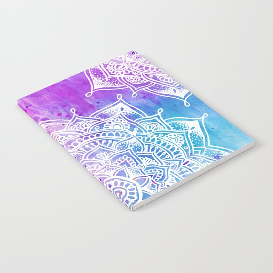 White Mandala on Watercolour Notebook