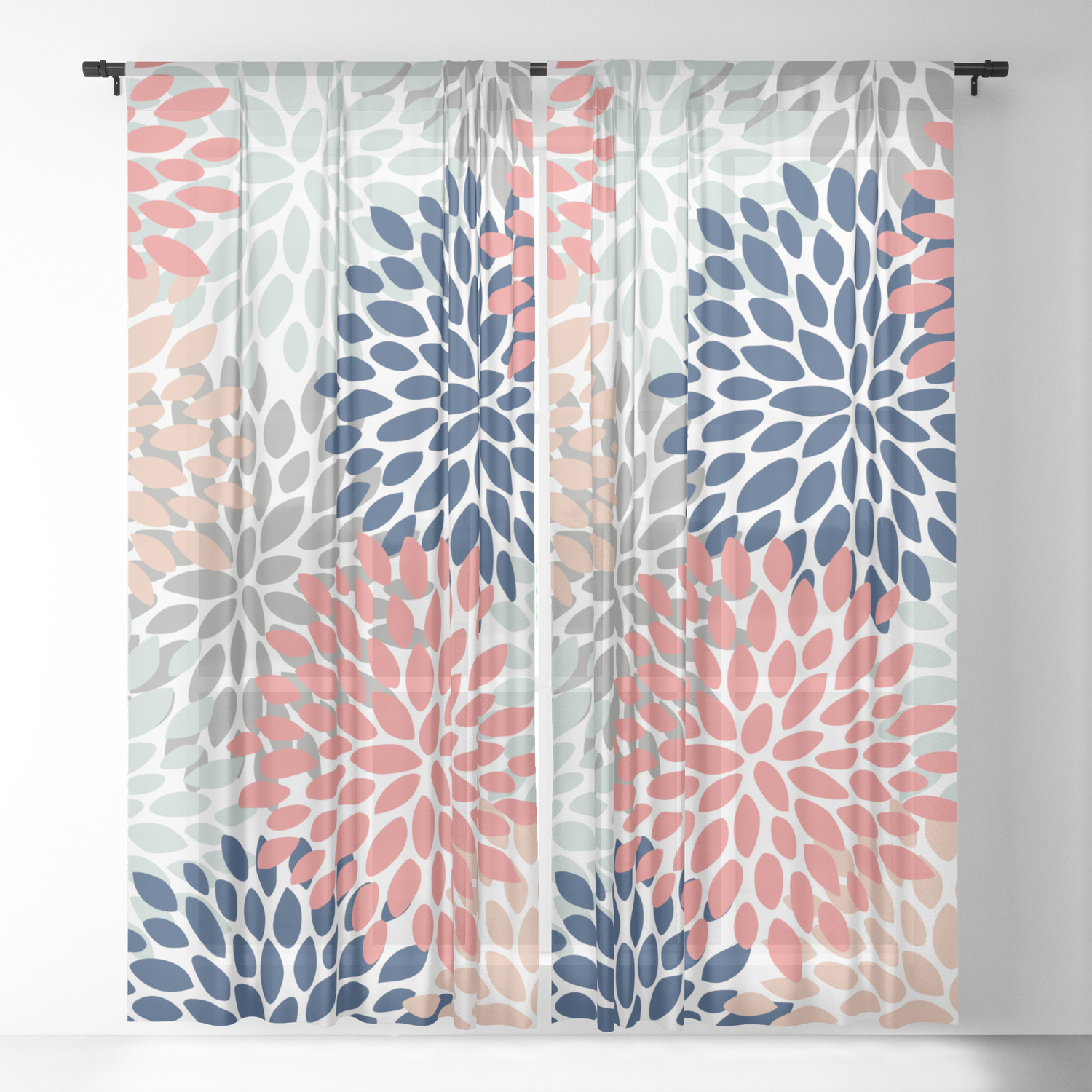 coral and aqua curtains