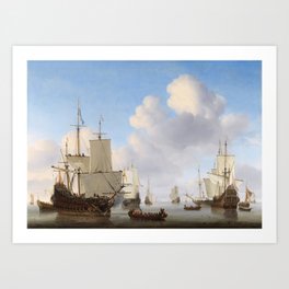 Vintage Ship Oil Painting Art Print