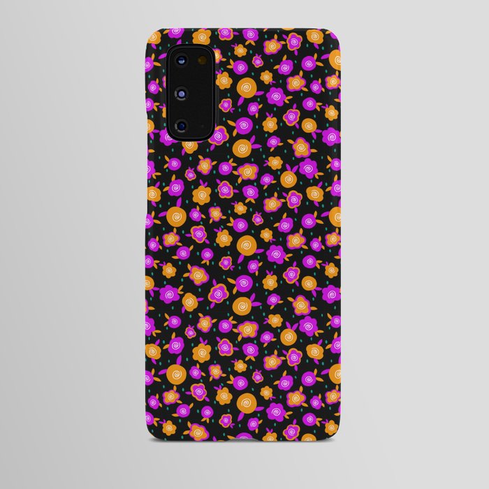 Playful Abstract Pink and Orange Flowers Android Case