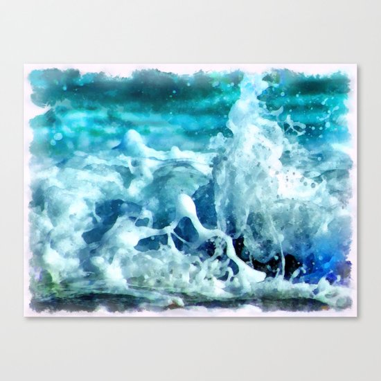 Sea Splash Watercolor Canvas Print