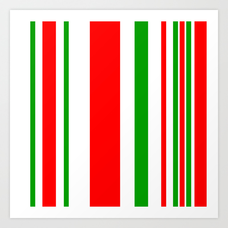 Christmas Stripes Of Green Red And White Candy Cane Colors Art Print By Cradoxcreative Society6